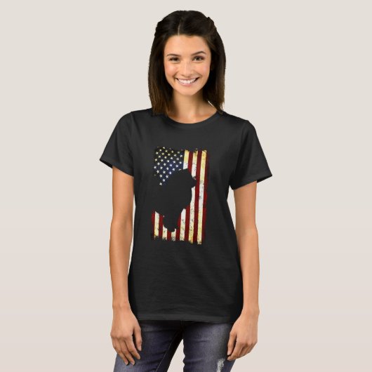 T-shirt Chow chow Silhouette Drapeau américain 4 juillet C (Devant entier)