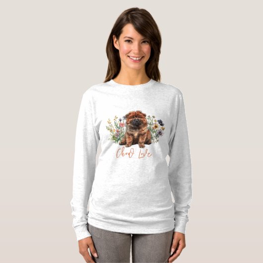 T-shirt Chow Puppy Love Manche longue (Devant entier)