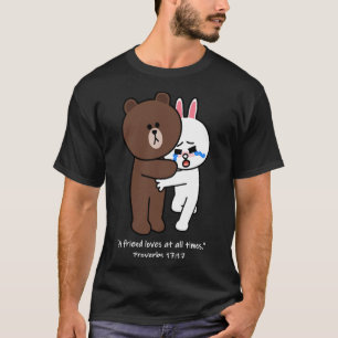 T-shirt Chrétien Brown Ours Lapin Cony Rabbit Un Ami Lo