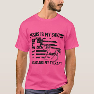 T-shirt Chrétiens Chemise - Jésus Est Mon Sauveur Chevaux