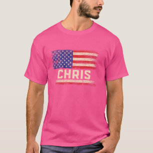 T-shirt Chris First Name Shirt Chris Name American Flag