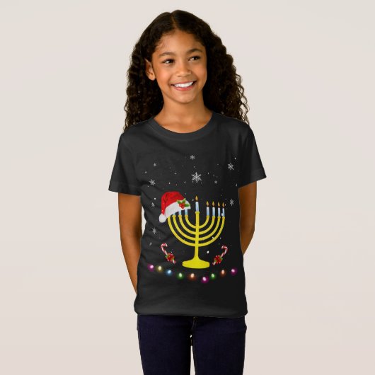 T-Shirt Chrismukkah Hannukah Santa Hat Family Christmas Pa (Devant entier)