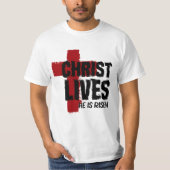T-shirt CHRIST VIES Il est ressuscité Croix chrétienne Pâq (Devant)