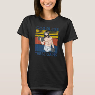 T-shirt Christian Athlète Vêtements Gym Dieu Bénir Ces Gai