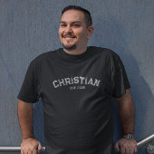 T-shirt Christian Baptême Date Typographie Détachée