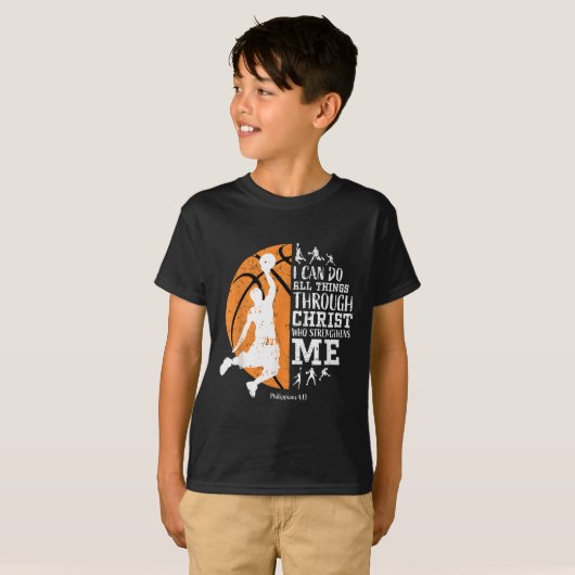 T-shirt Christian Basketball I Can Do All Things Through C (Devant entier)