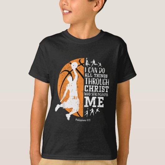 T-shirt Christian Basketball I Can Do All Things Through C (Devant)