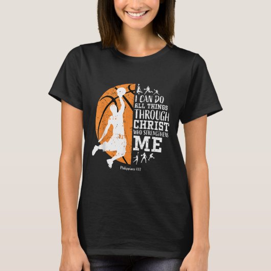 T-shirt Christian Basketball I Can Do All Things Through C (Devant)