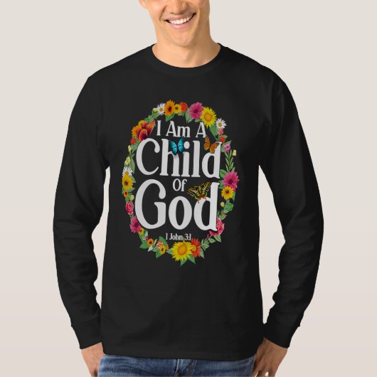 T-shirt Christian Bible Verse 1 John 31 Flower Butterfly   (Devant)