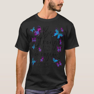 T-shirt Christian Bible Verse Be Strong Joshua 19 Butterfl
