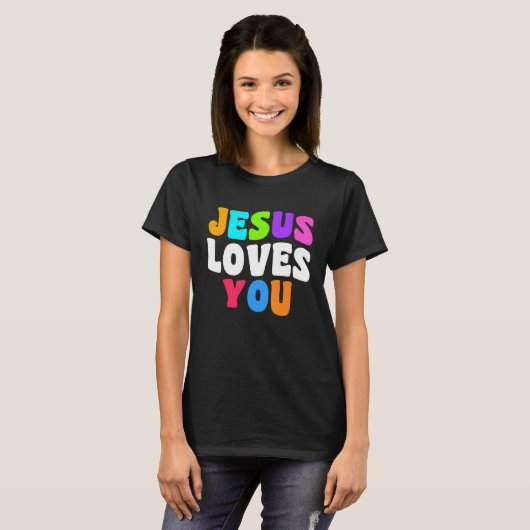 T-shirt Christian  bible verse scriptures Jesus Loves You (Devant entier)