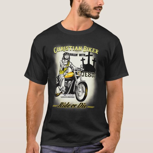 T-shirt Christian Biker I Ride Jesus Racing Motorcycle Rid (Devant)