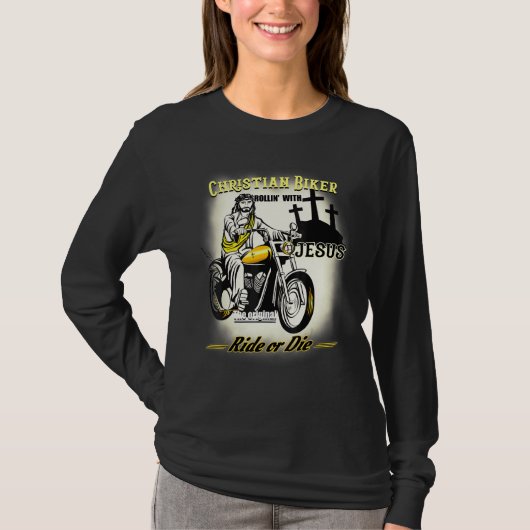 T-shirt Christian Biker I Ride Jesus Racing Motorcycle Rid (Devant)