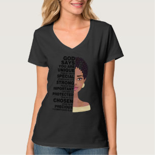 T-shirt Christian Black Woman Dieu Dit Que Je Suis Forteme