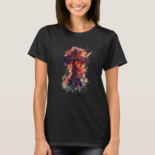 T-shirt Christian Cross Watercolor (Devant)