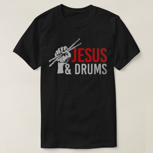 T-shirt Christian Drummer Savior Devo Drums Christianity J (Design devant)