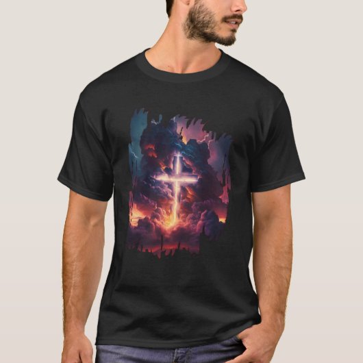 T-shirt Christian Easter Resurrection Jesus Lighting Relig (Devant)