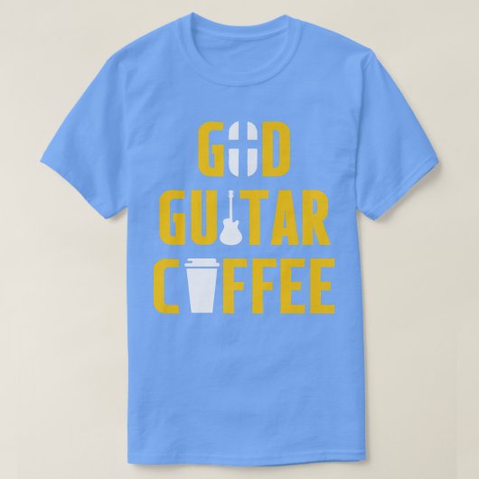 T-shirt Christian Guitarist God Coffee Church (Design devant)