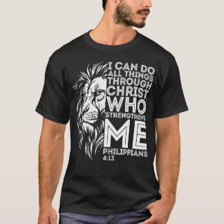 T-shirt Christian I Can Do All Things Through Christ Lion 