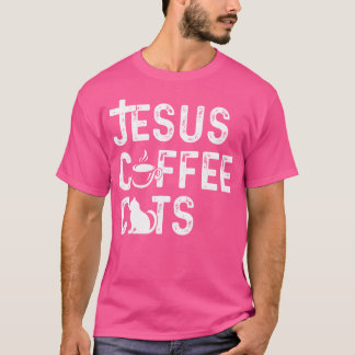 T-shirt Christian Jesus Coffee Cats - Religed Cat Caffein