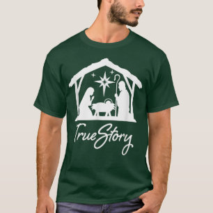 T-shirt Christian Jesus True Story Nativity Merry Xmas Jes