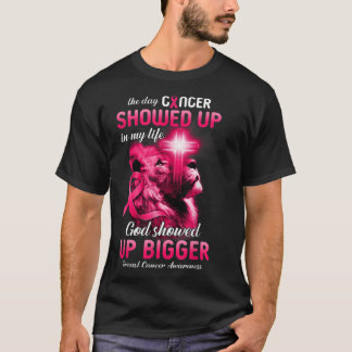 T-shirt Christian Lion Cross rose Ruban Cancer du sein Awa