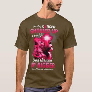 T-shirt Christian Lion Cross rose Ruban Cancer du sein Awa