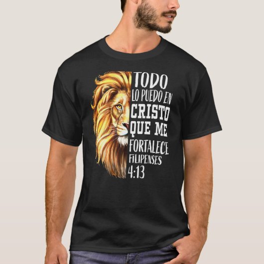 T-shirt Christian Men Espagnol Lion Judah Graphisme Sur Le (Devant)