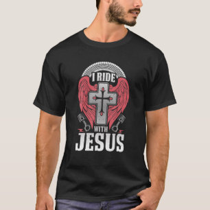 T-shirt Christian Motorcycle Biker Je Ride Avec Jesus Fait