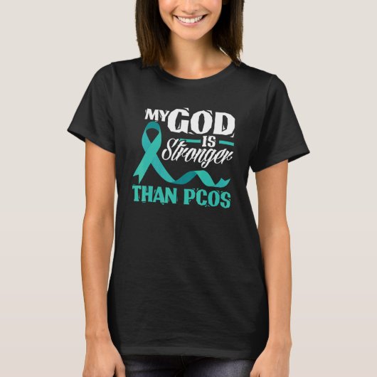 T-shirt Christian My God Is Stronger Than PCOS Awareness (Devant)
