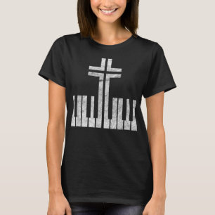 T-shirt Christian Piano Cross Keyboard Pianiste God Jesus 