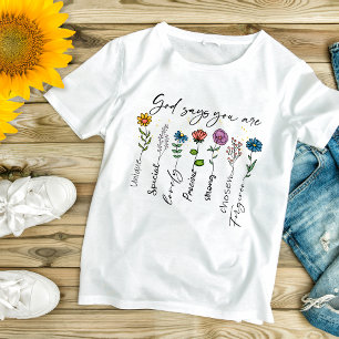 T-shirt Christian Religieux Fleurs sauvages Inspiration