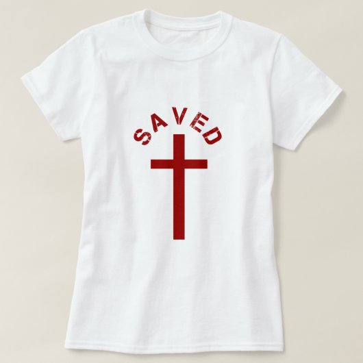 T-shirt Christian Saved Croix rouge et conception de texte (Design devant)