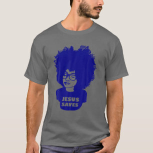T-shirt Christian Shiirt Jesus Save Afro cheveux naturel H