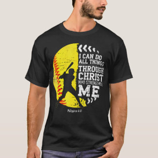 T-shirt Christian Softball I Can Do All Things Religious F