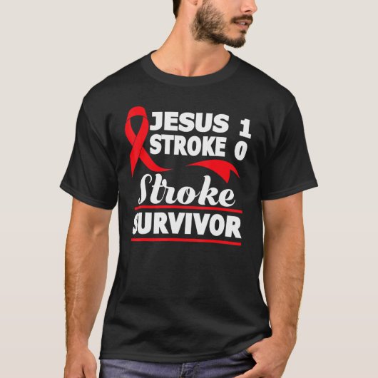 T-shirt Christian Stroke Survivor Awareness Red Ribbon Bra (Devant)