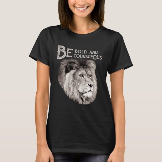 T-shirt Christian Top Lion Be Bold Courageous Scripture Bi (Devant)