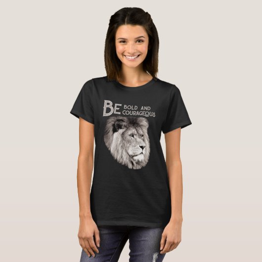 T-shirt Christian Top Lion Be Bold Courageous Scripture Bi (Devant entier)
