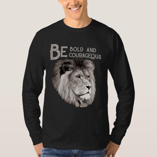 T-shirt Christian Top Lion Be Bold Courageous Scripture Bi (Devant)