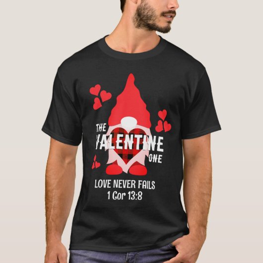 T-shirt Christian VALENTINE GNOME Coeurs rouges Couples (Devant)