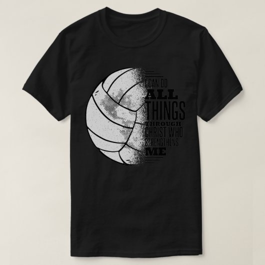 T-shirt Christian Volleyball Tee I Can Do All Things Scrip (Design devant)