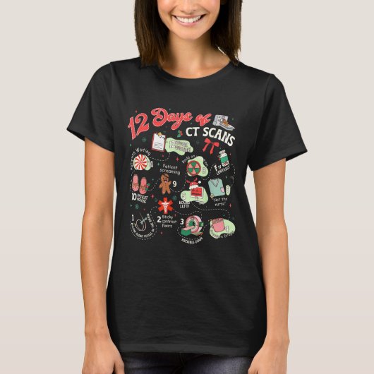 T-shirt Christmas 12 Days Of Ct Technologist Cat Scan Radi (Devant)