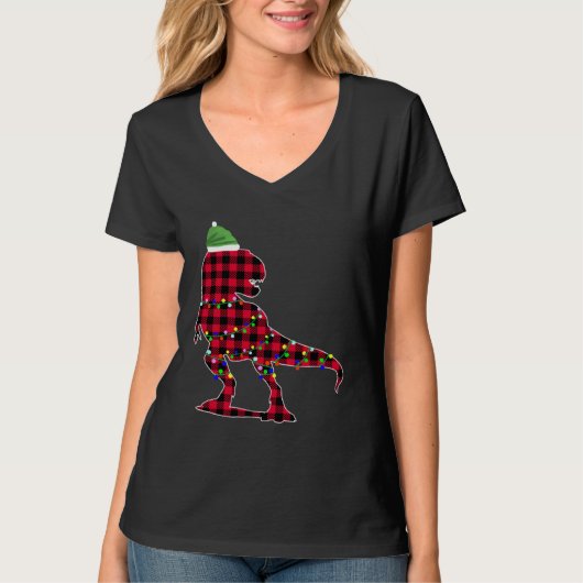T-shirt Christmas 2020 Buffalo Plaid Dino Rex (Devant)