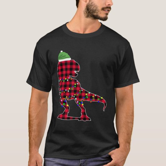 T-shirt Christmas 2020 Buffalo Plaid Dino Rex (Devant)