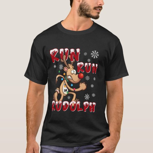 T-shirt Christmas 5K Run Rudolph Holiday Team Running (Devant)