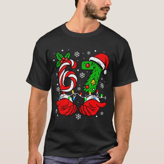 T-shirt Christmas 67 Candy Cane Six Seven Meme Lights Sant (Devant)
