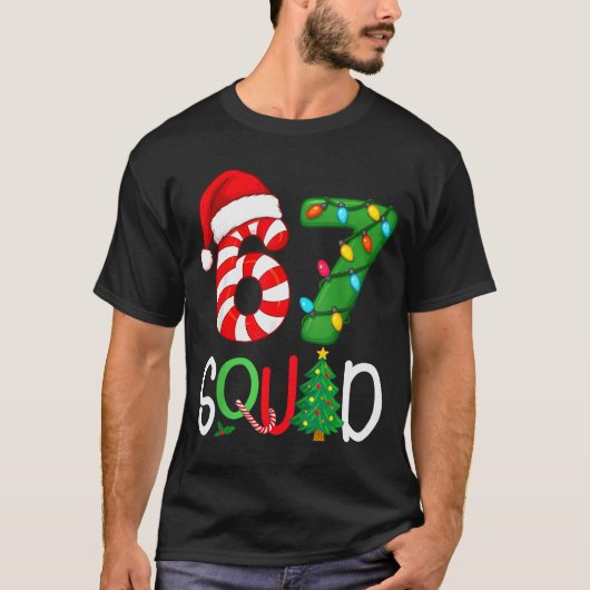 T-shirt Christmas 67 Squad Funny Candy Cane And Lights Xma (Devant)