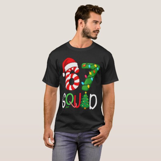 T-shirt Christmas 67 Squad Funny Candy Cane And Lights Xma (Devant entier)