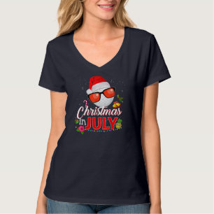 T-shirt Christmas à July Golf Glasses Santa Hat Su