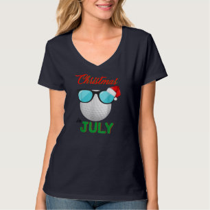 T-shirt Christmas à July Golf Glasses Santa Hat Su